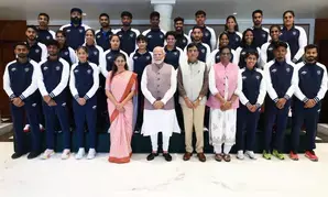 Prime Minister Modi interacts with Indias Olympics-bound contingent before departure for Paris