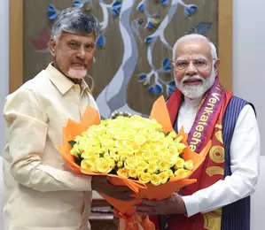 Andhra CM Naidu meets PM Modi, seeks financial assistance Andhra CM Naidu meets PM Modi, seeks financial assistance