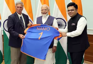 BCCI gifts special NAMO India jersey to PM Modi