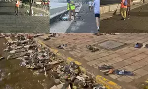Post Team India victory rally, many fans return barefoot; BMC scoops up loads of lost footwear