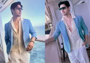 Sidharth Malhotra sets summer fashion goals: Pastel blue blazer, beige mesh shirt, trousers Sidharth Malhotra sets summer fashion goals: Pastel blue blazer, beige mesh shirt, trousers