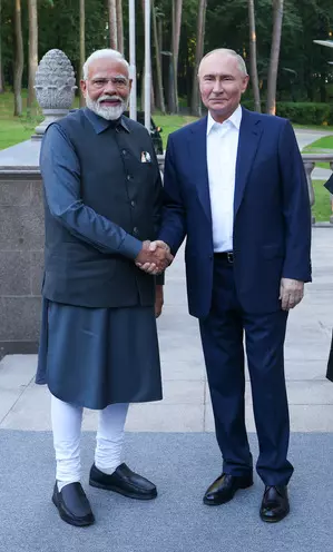 President Putin hosts PM Modi at his official residence