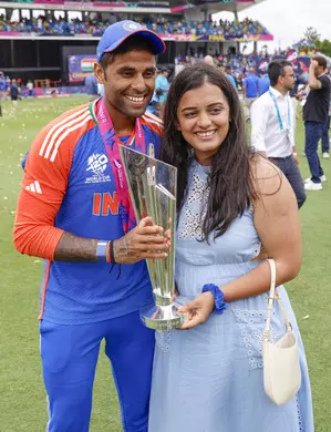 Suryakumar visits Marigudi temple with wife Devisha after T20 World Cup triumph Suryakumar visits Marigudi temple with wife Devisha after T20 World Cup triumph