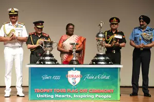 President Murmu unveils iconic Durand Cup Trophy President Murmu unveils iconic Durand Cup Trophy
