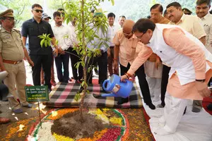 On Harela festival Uttarakhand CM plants sapling, announces target of 50 lakh trees On Harela festival Uttarakhand CM plants sapling, announces target of 50 lakh trees