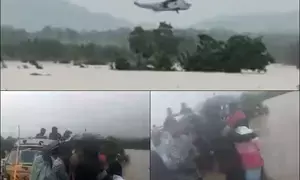 NDRF use two helicopters to rescue 28 people caught in floods in Telangana