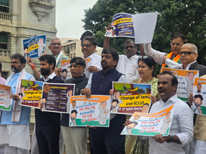 Ktaka BJP MLCs stage protest against Cong govt, release alleged rate cards for posts