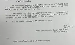 Ban on govt employees taking part in RSS activities lifted
