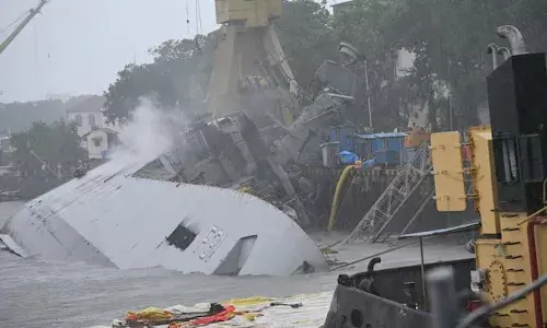 Breaking News : Indian Naval Ship Brahmaputra Capsizes After Fire, One Sailor Missing