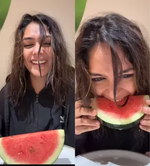 Mrunal Thakurs watermelon eating video will leave you in splits Mrunal Thakurs watermelon eating video will leave you in splits