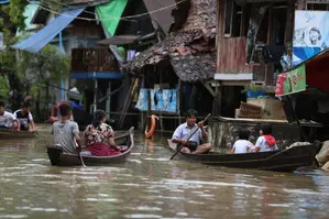 Schools shut as river overflows in Myanmars delta region