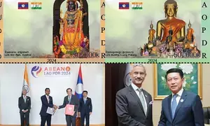 EAM launches special stamp in Laos representing treasures of Ramayana & Buddhism