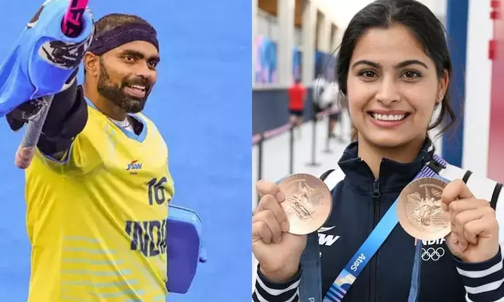 PR Sreejesh and Manu Bhaker Chosen as Flag Bearers for India at Paris Olympics 2024 PR Sreejesh and Manu Bhaker Chosen as Flag Bearers for India at Paris Olympics 2024