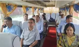 Officials inspect Jaipurs potholed roads by riding a luxury bus!