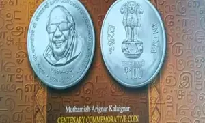 Rajnath Singh releases Rs 100 commemorative coin to mark M. Karunanidhis birth centenary