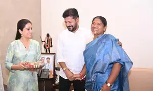 Telangana: Deepa Dasmunshi, Seethakka tie rakhi to CM Revanth Reddy