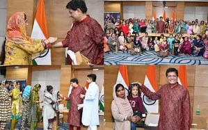 Piyush Goyal celebrates Raksha Bandhan with Hindu women migrants who got Indian citizenship under CAA