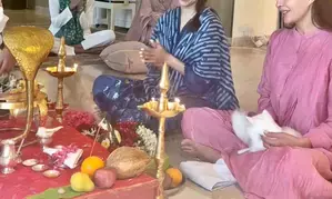 Jacqueliene Fernandez, Anusha Dandekar perform Rudrabhishek puja in Shravan