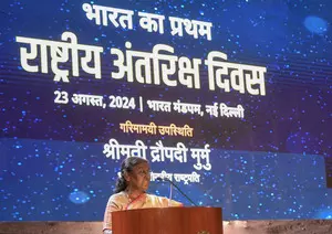 President Droupadi Murmu calls Indian space sector growth ‘extraordinary’ President Droupadi Murmu calls Indian space sector growth ‘extraordinary’
