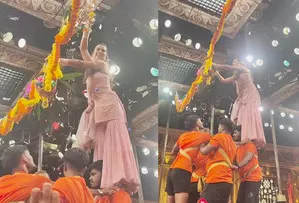Nia Sharma turns ‘Govinda’ to break dahi handi