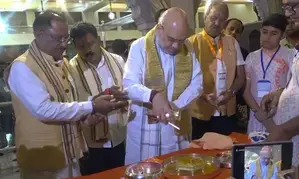 Amit Shah offers prayers at temples of Chhattisgarh for countrys prosperity