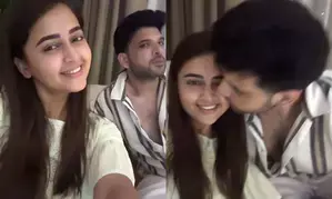 Karan Kundrra gives a romantic peck on lady love Tejasswi Prakash’s cheek