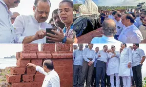 Ajit Pawar visits crash site in Mahas Rajkot Fort, promises new Shivaji statue