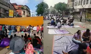 RG Kar issue: After nightlong protest, junior doctors continue sit-in near Kolkata Police HQs