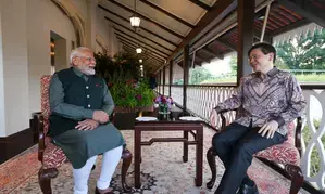 PM Modi meets counterpart Lawrence Wong at iconic Sri Temasek in Singapore