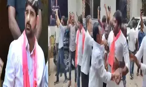 Defected MLA reaches BRS MLAs house, dares him to come out (Ld)