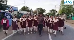 Telangana residential school students protest teachers misbehaviour Telangana residential school students protest teachers misbehaviour
