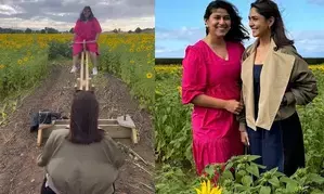 Mrunal Thakur’s laughter echoes as she seesaws through sunflower seas