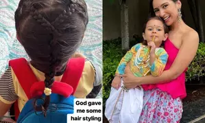 Dheeraj Dhoopar’s wife Vinny Arora tries her hairstyling talent on son