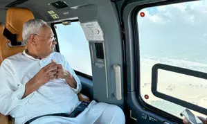 Flood crisis in Patna areas, CM Nitish Kumar conducts aerial survey Flood crisis in Patna areas, CM Nitish Kumar conducts aerial survey