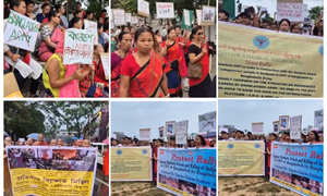 Tripura: Tribals stage massive protests against attack on minorities in Bangladesh