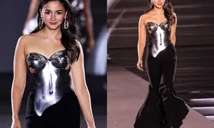 Alia dazzles in silver breastplate by Gaurav Gupta for Paris Fashion Week debut