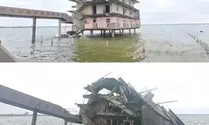 Illegal building constructed in lake blown up in Telangana