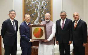 PM Modi meets Tata Sons, Taiwans PSMC leaders as they build Rs  91,000 cr chip facility in India
