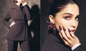 Sharvari Wagh tries to look unique in burgundy and floral look