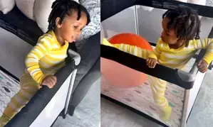 Rihanna says ‘being a boy mom is an Olympic sport as her son tries to escape his playpen