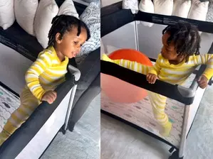 Rihanna says ‘being a boy mom is an Olympic sport as her son tries to escape his playpen