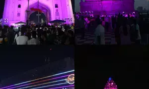 Hyderabads iconic buildings illuminated in pink