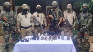 Huge stores of weapons, ammunition and explosives recovered in Manipur Huge stores of weapons, ammunition and explosives recovered in Manipur