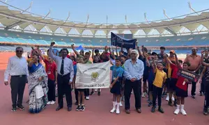 Hockey legends flag off 2024 SFA Championship Delhi at Jawaharlal Nehru Stadium
