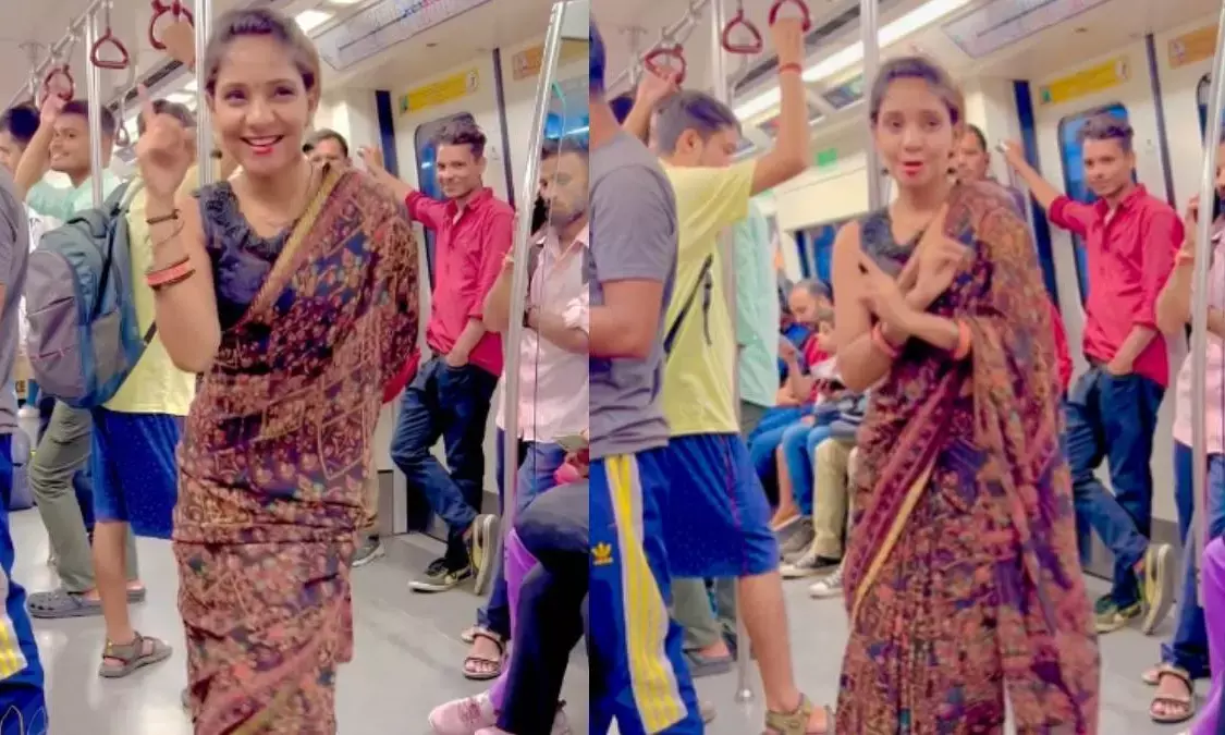 Womans Sari Dance to Billo Rani in Crowded Metro Goes Viral with Over 1.4 Million Views