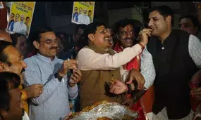 MP BJP celebrates Haryana poll victory