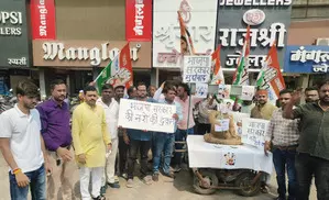 MP drug case: Youth Congress stage protest, demand Dy CM’s resignation