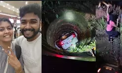 Young Kerala couple has miraculous escape after car falls into well