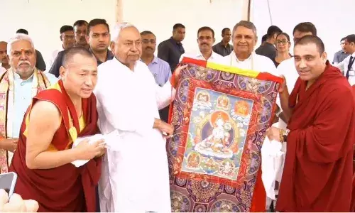 Bihar Chief Minister attended the 55th annual celebration of the establishment of Vishwa Shanti Stupa in Rajgir,  Nalanda