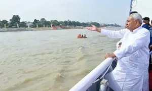 Nitish Kumar inspects Ganga Ghats, arrangements ahead of Chhath Puja in Patna